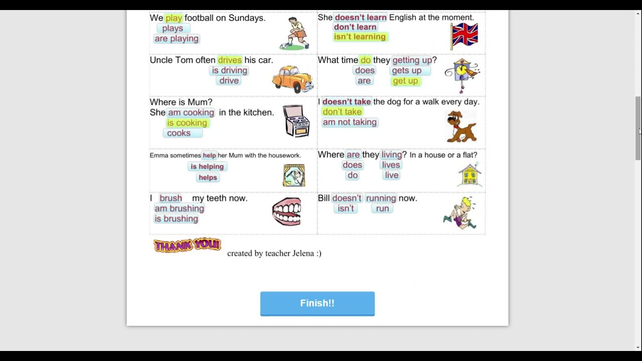 liveworksheets present simple and continuous 5 primaria