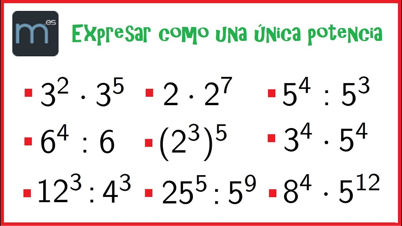 expresa en forma de una sola potencia