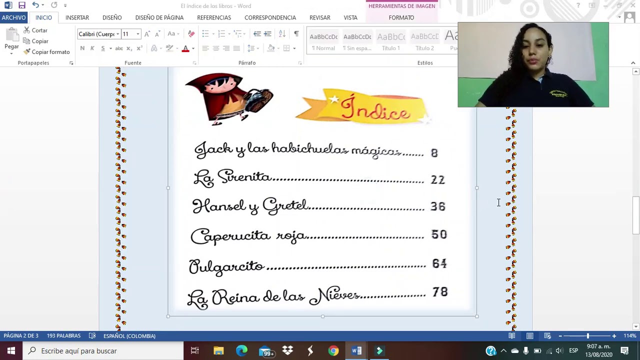 ejemplos de indice de un libro