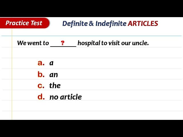 a an the and no article exercises
