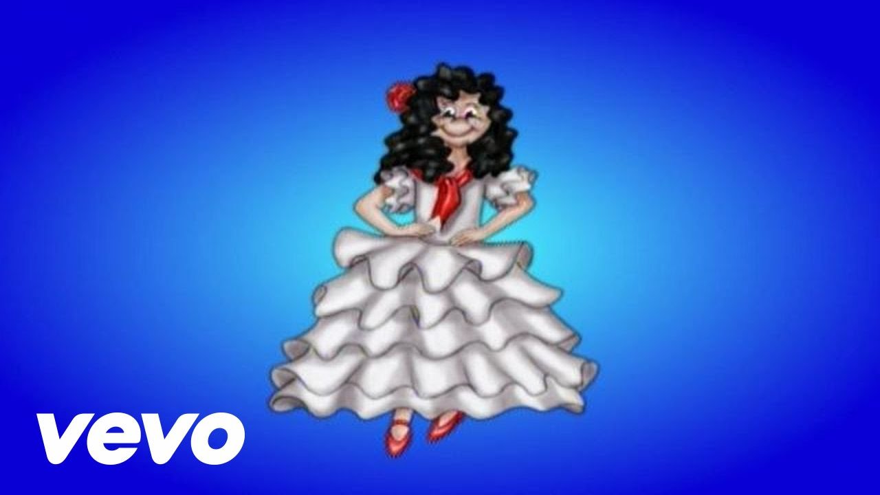 lleva la tarara un vestido blanco lleno de cascabeles