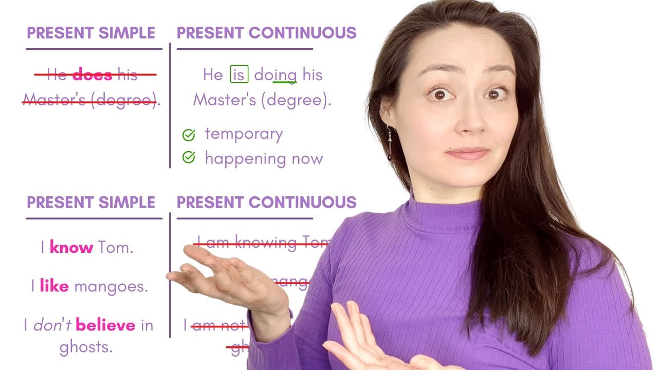 present simple and present continuous estructura