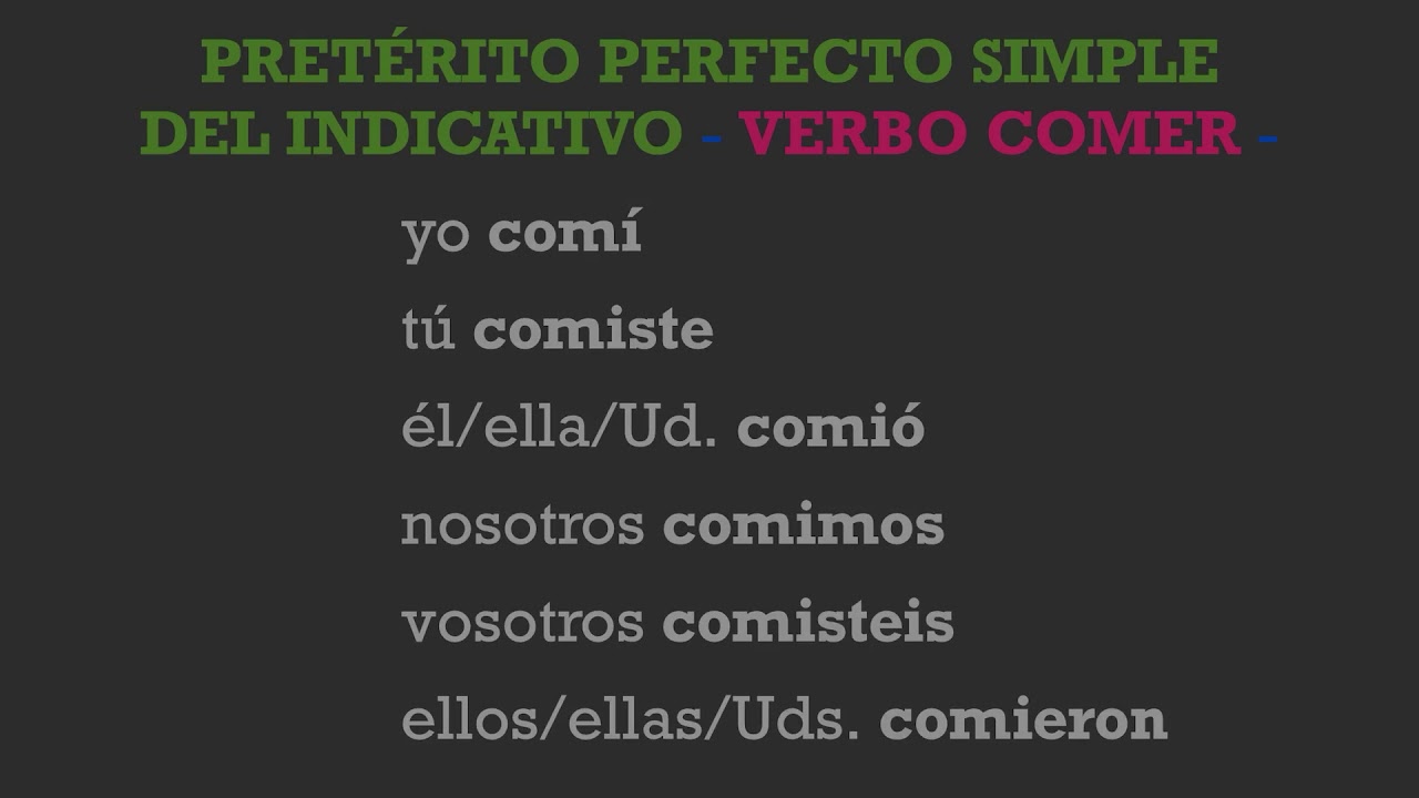preterito perfecto simple del verbo comer